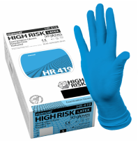 Перчатки латексные р.L High Risk HR419 неопудренные медицинские (240мкм) 25паруп голубые