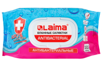 Салфетки влажные 120 шт Лайма антибактериальные с клапаном