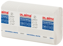 Полотенца бум. 190шт Laima H2 Universal White 1сл, белые Zсл, 22,520,5 21штуп