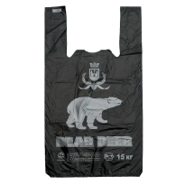 Пакет майка 30+1660 черная МЕДВЕДЬ 14мкм 100 штуп     15 уп.кор.