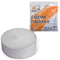 Свечи чайные в гильзе 30шт, в пакете