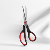 Ножницы универсальные, скошенное лезвие, 7.5, 19.5 см, чёрные, красные