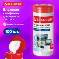 Туба с салфетками Брауберг для экранов мониторов 100шт 1