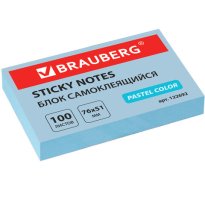 Блок самоклеящийся (стикеры) BRAUBERG, ПАСТЕЛЬНЫЙ, 76х51 мм, 100 листов, голубой, 122692 70.jpg