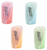 Точилка Brauberg CELL PASTEL с контейнером овальная, ассорти