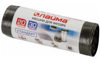 Пакеты дмусора 20 л. 30шт. ЛАЙМА, ПНД, 45х50см, 8мкм рулон черный