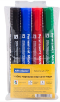 Маркер набор 4цв. перм. (нестир.) OfficeSpace 8004, 2мм