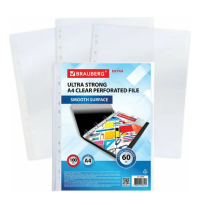 Папка-вкладыш А4 перфорированные BRAUBERG EXTRA 600 100шт. глянцевые 60мкм