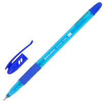 Ручка шариковая масляная BRAUBERG Glassy Tone, СИНЯЯ, с грипом, линия 0,35