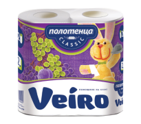 Полотенце бум.2шт.2х сл. Veiro classic 12,5 мрул., белые 12штуп