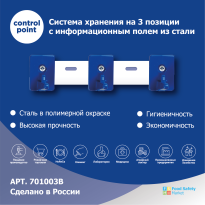 Система хранения (органайзер) Control Point на 3 поз. настенная из стали c крючками, синий 701003B 9