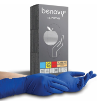 Перчатки латексные р.M Benovy неопудренные смотровые одноразовые 25паруп синие ME1DB130R63