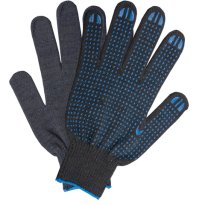 Перчатки х/б с ПВХ 10 класс, LAIMA ЛЮКС, 40-42 г, 116 текс, ПВХ точка, черные 1