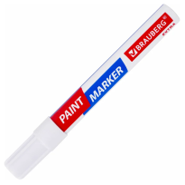 Маркер-краска лаковый (paint marker) 4 мм, БЕЛЫЙ, УСИЛЕННАЯ НИТРО-ОСНОВА, BRAUBERG EXTRA