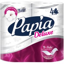 Туалетная бумага станд. рулон Papia DELUX 4сл. 4рулона, 16,5м, белая   14 шт/уп, 504 уп/палл 5080736
