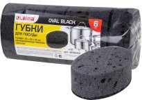 Губка д посуды OVAL BLACK комплект 6шт.крупнопористый поролон абразив LAIMA