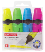 Набор 4 текстовыделителя Brauberg 4шт. Delta, 1-5мм 151727