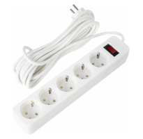 Сетевой фильтр SONNEN SPW-505, 5 розеток, с заземлением, выключатель, 10 А, 5м белый