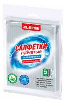 Салфетки губчатые, серые, ЦЕЛЛЮЛОЗНЫЕ  1518 мм, КОМПЛЕКТ 5 шт., LAIMA  700266