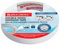 Скотч 2-х сторонний 12мм х 10м Brauberg бумажная основа