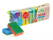 Губка д/посуды ЧистоДел Стандарт (КОМПЛЕКТ 10шт) 40шт/уп 90*57*25мм 21.jpg