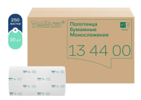 Полотенца листовые однослойные 20,6х23см TELLUS Баланс, сложение ZZ, система Н3, 250л,20штуп 134400