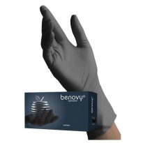 Перчатки нитриловые р.S BENOVY, черные, но, 50 парупак ME6BK356BS82