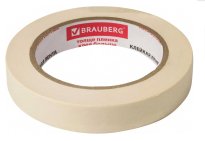 Клейкая лента малярная креппированная 19 мм х 50 м (реальная длина!),  BRAUBERG, 228085