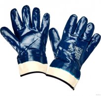 Перчатки плотные нитриловые МБС КЩС покрытие крага, синие.