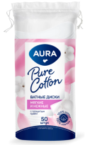 Ватные диски 50шт AURA двусторонние