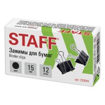 Зажимы для бумаг 15мм STAFF 