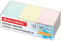 Стикер 3851 100л BRAUBERG 3цв 12штуп