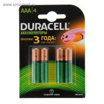 Батарейки аккумуляторные КОМПЛЕКТ 4 шт., Duracell, AAA (HR03), Ni-Mh, 750 mAh, блистер 41.jpg
