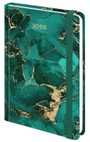 Ежедневник датированный 2026 А5 145x203 мм BRAUBERG твердый, фольга, Мрамор 117340