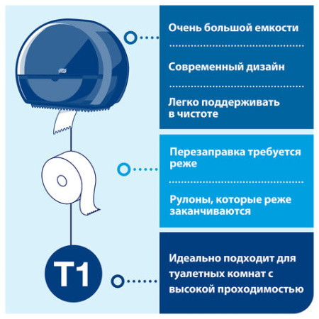 Диспенсер для туалетной бумаги в больших рулонах Т1, белый 10