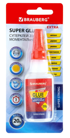Клей Моментальный ультрапрочный суперклей BRAUBERG EXTRA 20гр.