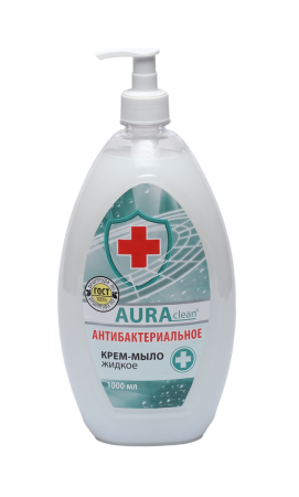 Жидкое мыло-крем 1л AURA  Антибактериальное D-pantenol РК 10шт/уп 1