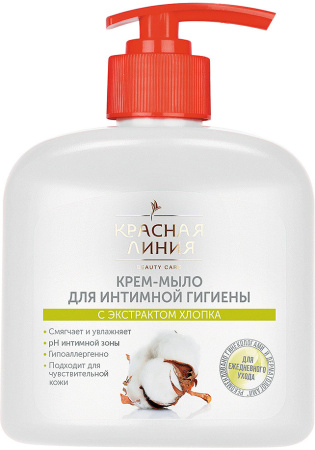 Жидкое мыло 250мл ИНТИМ Красная линия, динтимной гигиены, с экстрактом хлопка