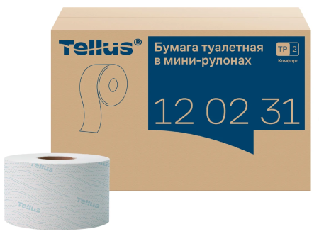 Туалетная бумага 170м, в мини рулонах 2сл TELLUS Т2, белый, 12 штуп, 120231