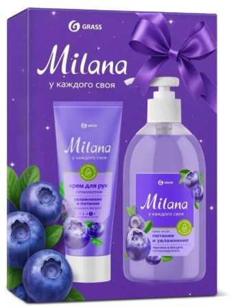 Подарочный набор «Milana черника в йогурте» мыло 300мл+крем 80мл