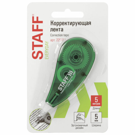 Корректирующая лента STAFF EVERYDAY, 5 мм х 5 м, корпус зеленый, блистер, 226811 43.jpg