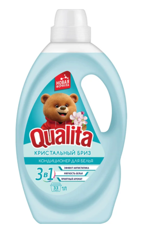 Кондиционер-ополаскиватель для белья 1л Qualita Кристальный бриз с антистатиком шк39089