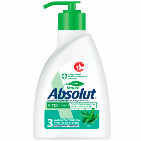 Жидкое мыло 250мл Absolut алоэ, антибактериальное с дозатором