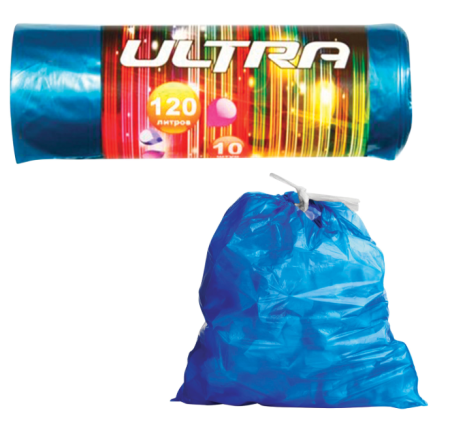 Пакеты дмусора 120л. 10шт. ПВД 70110см синие Концепция Быта ULTRA