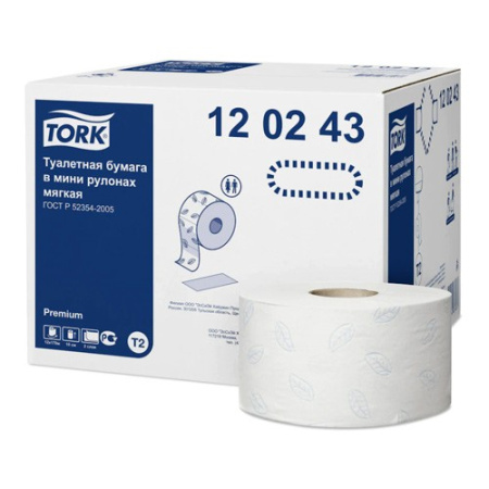 Туалетная бумага 170м, в мини рулонах 2сл мягкая Tork Premium Т2, белый, 12 шт./уп., 120243 95.jpg