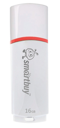 Флеш-диск 16GB SMARTBUY Crown USB 2.0,белый,SB16GCRW-W