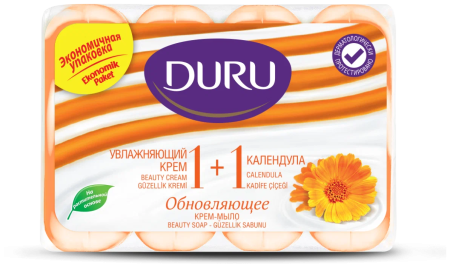 Мыло туалетное 480г Duru 1+1 Крем+календула 12штуп