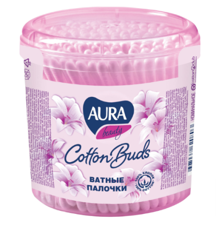 Ватные палочки Aura 200шт, стакан