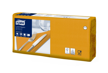 Салфетки сервировочные двухслойные Tork Advanced,33х33см, 200 листов, оранжевые (распродажа!!!) 87.j