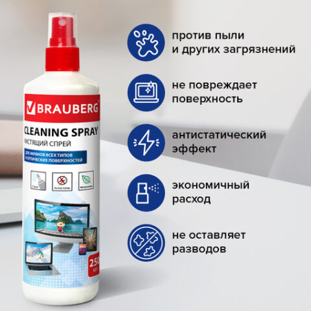 Чистящая жидкость-спрей BRAUBERG для ЖК LCD мониторов, 250 мл 3